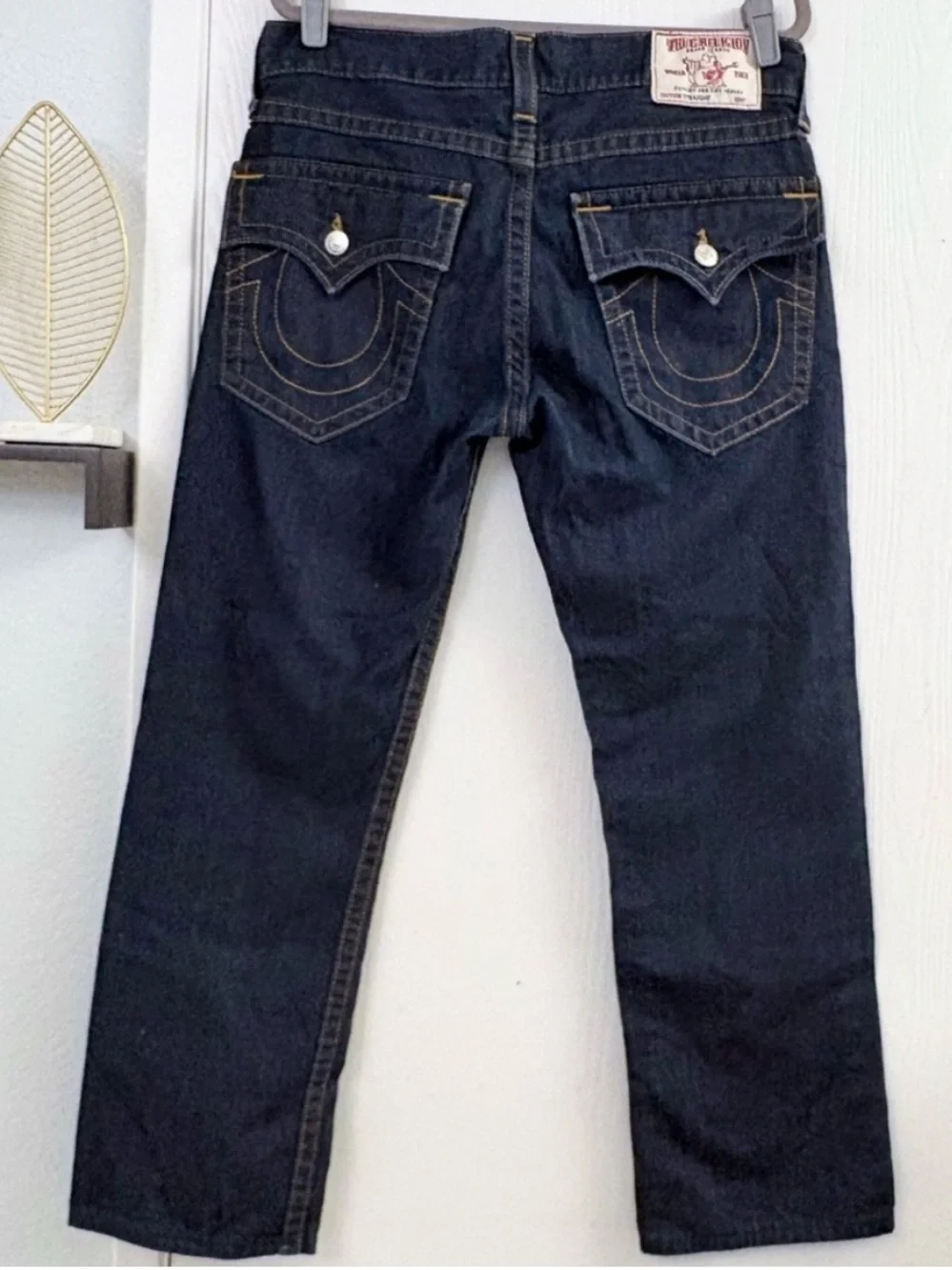 True Religion Men's Indigo Flap Pocket Logo Straight Jeans Size 34